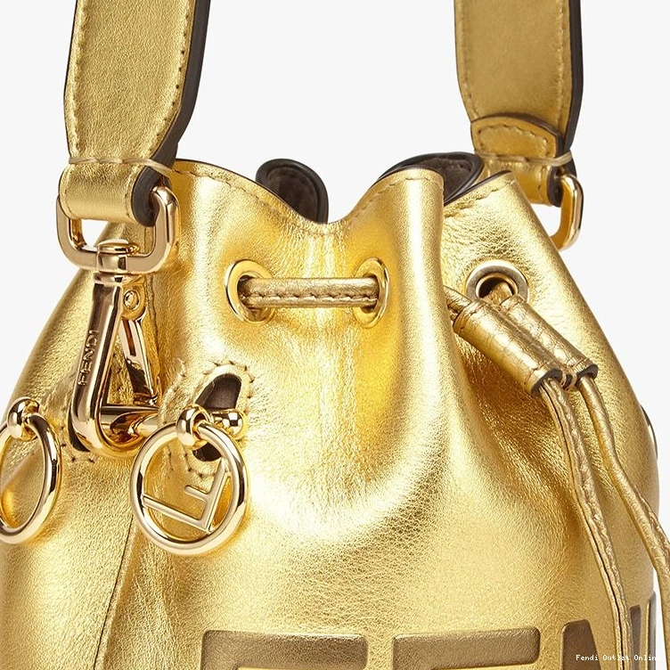 Affordable In Tresor Gold Bucket Calf Logo Mon Bag ROMA Fendi Leather Mini 0713